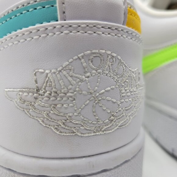 Nike Air Jordan 1 Retro Low Men Size 10 CW7033-100 Swoosh Shoes Whit Multicolor - Picture 12 of 14